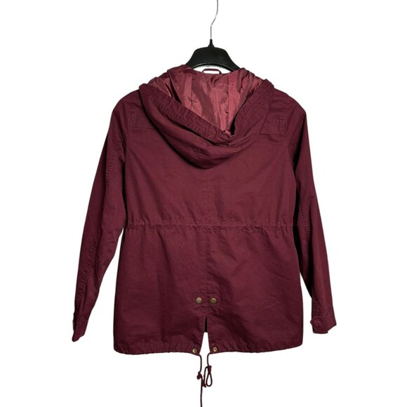 Vtg Y2K Ambiance Womens Maroon Anorak Jacket Hooded Full Zip Snap Long Sleeve L - Picture 4 of 8